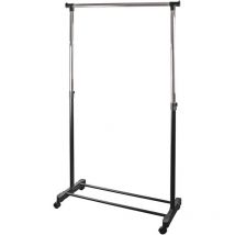 Metallgarderobe mit Rollen – Höhenverstellbar 95,5 bis 166,5 cm – Belastbarkeit bis 35 kg – Durchmesser der Kleiderstange 41 cm – Mondex
