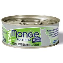 Monge – Comida húmeda para gatos – Atún con pollo 80g – Alimento complementario – Sin colorantes ni conservantes