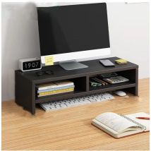 Monitorständer Aus Holz, Computer-monitorerhöhung, Schreibtisch-organizer, Multifunktionale Monitorablage Mit Ablagefach, Doppellagig, Schwarz