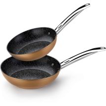 Monix Copper – Set Di 2 Padelle Effetto Rame, 20 – 24 Cm, Alluminio Forgiato Antiaderente Con Particelle Di Titanio, Per Tutti I Tipi Di Cottura, 