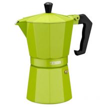 Limettengrüne 6-t-Kaffeemaschine aus Aluminium mit Glaskeramik. Monix