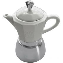 Espressokocher 4/2 Tassen Edelstahl/Porzellan