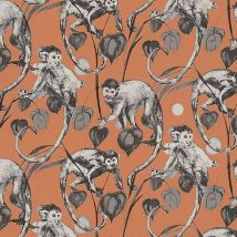 A.s.creations - Monkey Jungle Wallpaper Textured Embossed Tropical Vinyl Orange