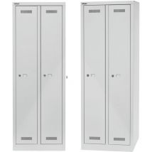 MonoBloc Garderobenschrank – Lichtgrau – 2 Abteile – 170 cm – 61 cm – 50 cm – Robuster Stahl – Zylinderschloss mit 2 Schlüsseln