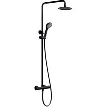 Mice Collection - Mice- barra de ducha extensible termostática posee rociador redondo, extraplano - griferia para baño y dudcha color Negro Mate