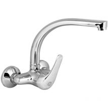 Mirtak - Grifería fregadero pared vertical caño tubo cromo 110mm