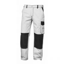 MONS TWILL-BUNDHOSE Gr. 64 – Weiß/Grau – 65% Polyester, 35% Baumwolle – Ergonomische Passform – Strapazierfähig – 2 Seitentaschen