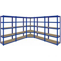 Monster Racking - 1 Rayonnage d'Angle T-Rax Bleu et 4 Rayonnages T-Rax Bleus en Acier Sans Boulons 90cm x 45cm x 180cm