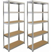Monster Racking - 2 Rayonnages Galwix en Acier Sans Boulons Gris 90cm x 30cm x 180cm
