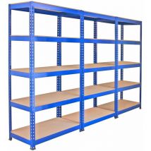 Monster Racking - 3 Rayonnages Q-Rax en Acier Sans Boulons Bleus 90cm x 50cm x 182cm