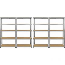 Monster Racking - 4 Rayonnages en Acier Galvanisé Galwix, 175kg/étagère, 90cm x 30cm x 180cm