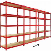 Monster-shop - Monster Racking - 4 Rayonnages Z-Rax en Acier Sans Boulons Rouges 90cm x 183cm x 45cm