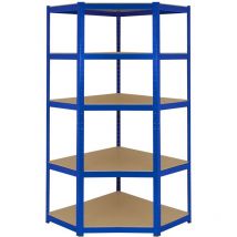 Monster Racking - Estantería Esquinera Metálica Azul T-Rax Sin Tornillos 90x45x180cm Estanteria Rinconera Esquina de 5 Estantes Baldas Repisas