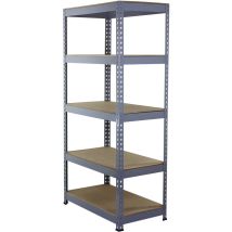 Monster Racking - Estantería Metálica Gris Q-Rax De Acero Sin Tornillos 90x50x182,5cm 5 Estantes Almacenamiento Herramientas Taller Almacén Garaje