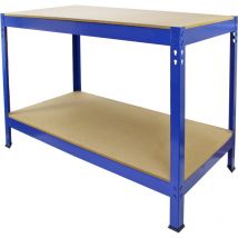 Monster Racking - Banco de Trabajo Mesa de Garaje Sin Tornillos Azul/ Estantería de Almacenamiento de Metal Herramientas de Bricolaje Bancos de