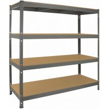 Monster Racking - Rayonnage robuste Q-Rax Monster à étagères pour garage, 360 kg/étagère, 160cm x 60cm x 160cm, Gris