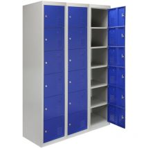 Monster Racking - MonsterShop - 3 Armadietti da Montare con 6 Porte Blu in Acciaio 45cm x 114cm x 180cm per Scuole, Palestre e Spogliatoi