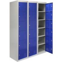 Monster Racking - MonsterShop - 3 Taquillas Metálicas para Montar con 6 Puertas Azules 45x114x180cm con Estantes llaves Imanes Portatarjetas Nombre