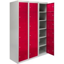 3 x Fächerschrank Umkleideschrank Schließfach Spind Schrank Metallschrank Rot