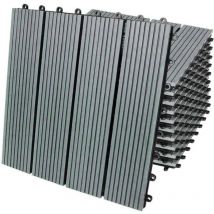 Monstershop - 66 Dalle Bois Composite Gris wpc pour recouvrir 6m² 30cmx30 cm Clipsable Revêtement Extérieur Terrasse Patio Jardin Installation Rapide