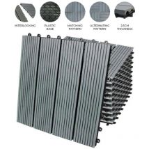 Monstershop - 99 Dalle Bois Composite Gris wpc pour recouvrir 9m² 30cmx30 cm Clipsable Revêtement Extérieur Terrasse Patio Jardin Installation Rapide