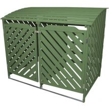 Monster-shop - Doble Cobertizo para Contenedor de Basura Verde Almacenamiento Almacenaje de Madera Cubo de Basura Caseta Oculto Exterior Jardín Patio