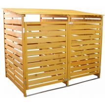MonsterShop – Cache Poubelle Double en Bois à Portes Verrouillables, Abris Poubelles de Jardin pour Entreposage de 2 Bacs Poubelles standard de 240