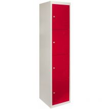Casier Métallique Rouge et Gris en Acier à 4 Portes pour vestiaires 180 x 38 x 45 cm gym école ou bureau - Livré à Plat & Facile à Monter [Aimants et