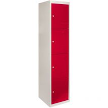 MonsterShop Metal Lockers 4 Door Storage Cupboard Red & Grey