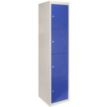 Monster Racking - MonsterShop - Taquilla Metálica para Montar con 4 Puertas Azules 45x38x180cm con Estantes llaves Imanes Portatarjetas Nombre Número