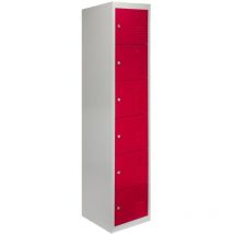 Monster Racking - MonsterShop - Taquilla Metálica para Montar con 6 Puertas Rojas 45x38x180cm con Estantes llaves Imanes Portatarjetas Nombre Número