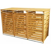 MonsterShop – Cache Poubelle Triple en Bois à Portes Verrouillables, Abris Poubelles de Jardin pour Entreposage de 3 Bacs Poubelles standard de 240