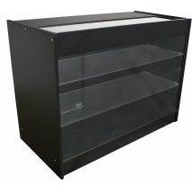 Comptoir de Présentation de Marchandises Noir en mdf - Verrouillable - 60 x 120 x 90cm - Meuble d'Accueil K1200 pour Magasin, Vitrine [Livré à Plat]