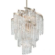Mont Blanc Lustre à 9 Lumières modern Feuille, Verre Vénitien