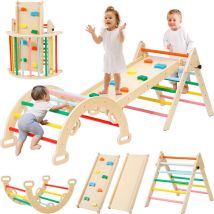 Yoleo - Montessori Kletterdreieck mit Kletterbogen und Rutsche, Indoor Kletterrahmen für Kleinkinder ab 1 Jahren, Kletterspielzeug, Indoor