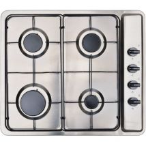 Montpellier MGB60X 58cm Stainless Steel 4 Burner Gas Hob With Enamel Pan Supports