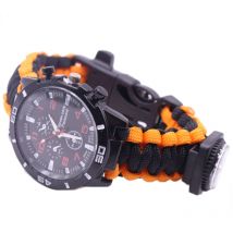 Montre de survie pour camping en plein air Bracelet multifonctionnel Boussole Corde Sifflet Bracelet Paracord Kit d'outils,DUBUNS