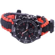 Montre de survie pour camping en plein air multifonction Kit d'outils pour bracelet, boussole, corde, sifflet, paracorde,DUBUNS