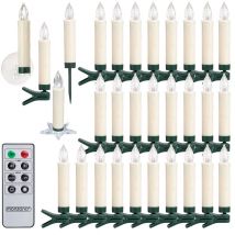 Monzana 30x LED Christmas Candles Wireless Flickering Dimmable Timer Remote Control Battery Christmas Tree Fairy Lights White Colourful warmweiß (de)