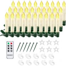 MONZANA 30x LED Weihnachtskerzen Kabellos Flackern Dimmbar Timer Fernbedienung Batterie Weihnachtsbaum Lichterkette Weiß Bunt warmweiß