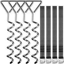 4 Bodenanker Trampolin 42,5cm 5 Windungen 900kg Verstellbare Gurte Rostfrei Sicherung Set Erdanker Befestigung Pavillon Gartenhaus Schaukel - Monzana