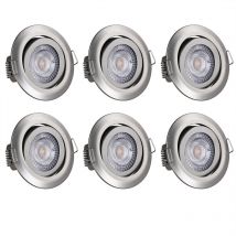 6 pieces Set led Recessed Lights Dimmable Swivelling Spotlights Nickel (de) - Nickel - Monzana