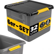 Monzana Aufbewahrungsbox Mit Deckel 40kg Belastbar Kunststoff Bpa Frei Klickverschluss Stabil Flexibel Stapelbar Blickdicht Keller Garage Box 6x 32l