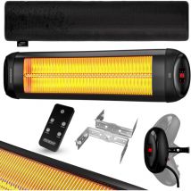 Calefactor por Infrarrojos 2500W 3 Niveles de Calor Pantalla led Temporizador Mando a Distancia Estufa Radiador Negro - Monzana