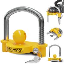 Monzana - Candado para Remolque Negro/Amarillo Cerradura de Acero para Enganche Antirrobo Protección 2 Llaves Amarillo