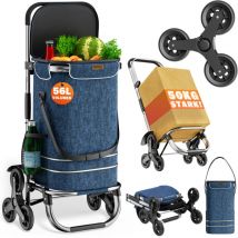 Carrito de la compra 50Kg Plegable Bolsa Isotérmica extraíble con 6 Ruedas Carretilla de mano para escaleras Azul - Monzana