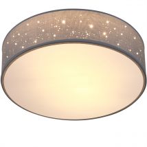 Monzana - Deckenlampe Sternenhimmel Stoff Rund E27 Deckenleuchte Stoffdeckenleuchte Stoffdeckenlampe Schlafzimmer Wohnzimmer 38cm Grau