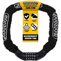 Monzana - Fahrradschloss 90-120cm Zahlencode 6mm Stahlkettenglieder 5-stelliges Zahlenschloss Kettenschloss Motorradschloss 120cm
