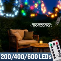 MONZANA Guirlande lumineuse 200/400/600 LED avec télécommande minuteur décoration de Noël illumination éclairage fêtes 20m warmweiß - schwarzes
