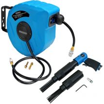 Monzana Set di Utensili per Aria Compressa Avvolgitubo Tubo Sega Pneumatica Avvitatore a Impulsi Cucitrice Sparachiodi Avvolgitubo 10m Druckluft